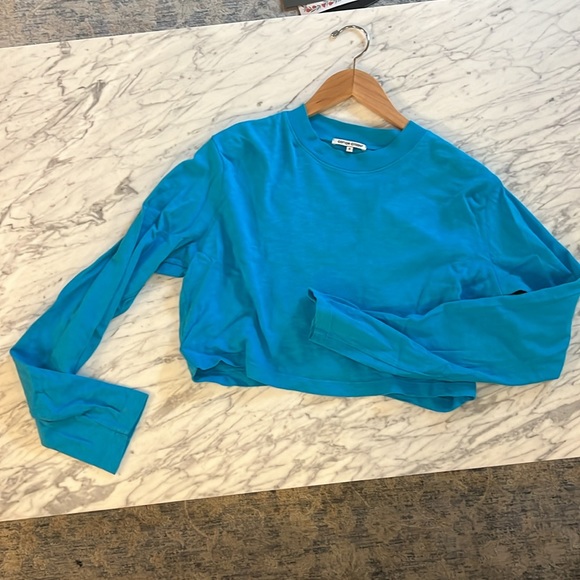 Cotton Citizen Tokyo Crop Shirt - Aqua Blue sz S - Picture 2 of 10
